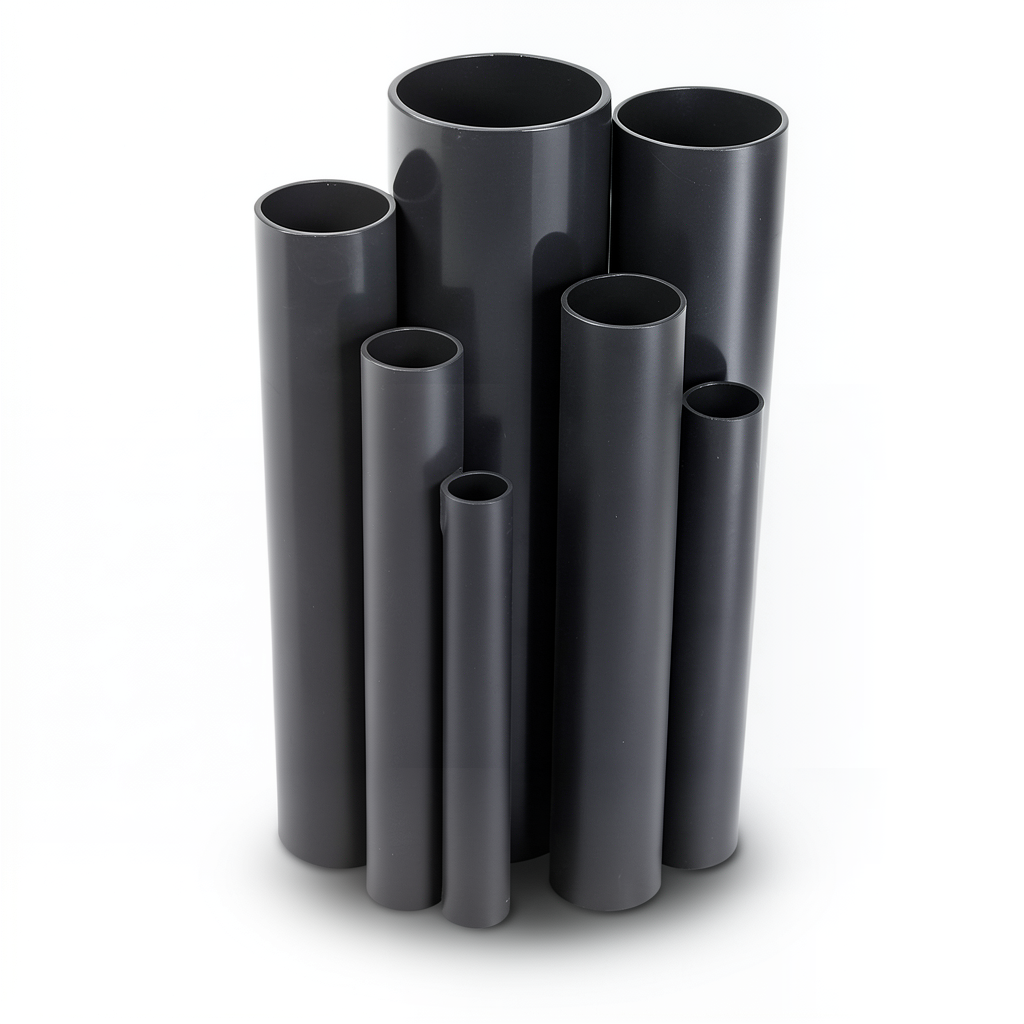 مواسير UPVC ضغط 15 بار قطر خارجي 48.4 مم سمك 3.7 مم لون اسود