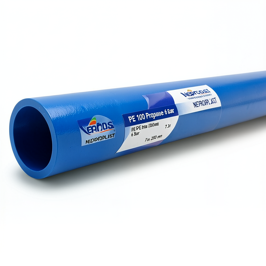 مواسير HDPE نيبروبلاست PE 100 ضغط 6 بار قطر خارجي 200 مم سمك 7.3 مم لون ازرق | نيبروبلاست
