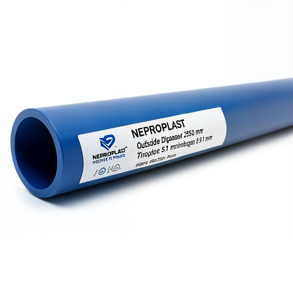 مواسير HDPE PE 100 ضغط 6 بار قطر خارجي 250 مم سمك 9.1 مم لون ازرق | نيبروبلاست