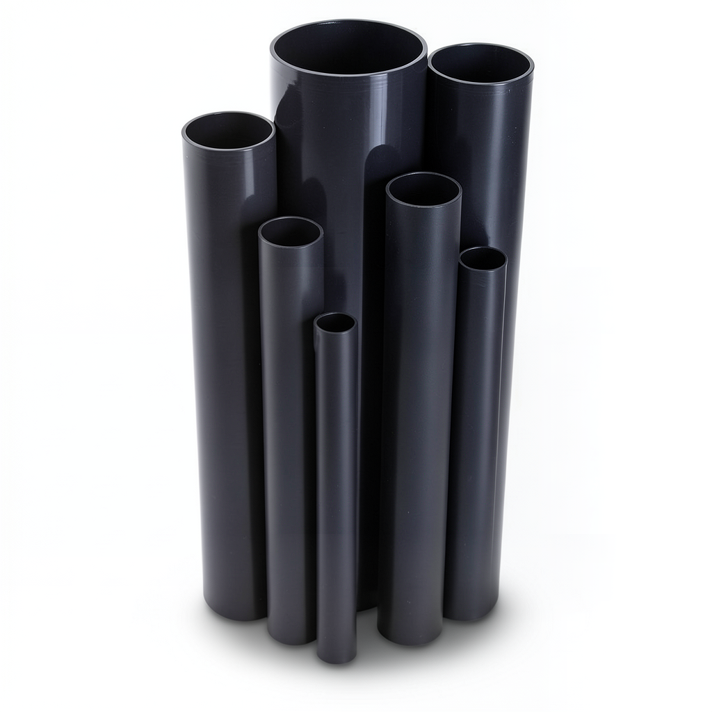 مواسير UPVC ضغط اسمي 9 بار قطر خارجي 75 مم سمك 3 مم لون اسود