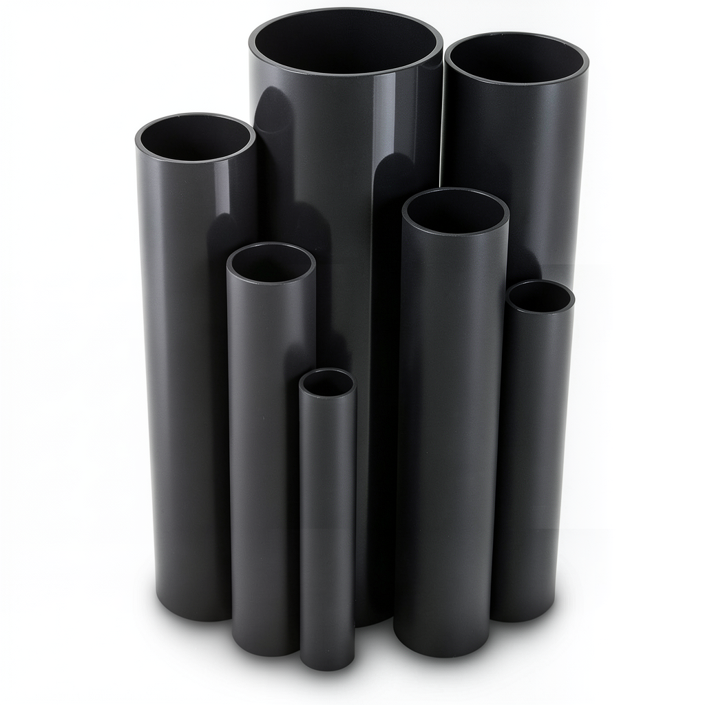 مواسير UPVC ضغط اسمي 12 بار قطر خارجي 75 مم سمك 3.9 مم لون اسود