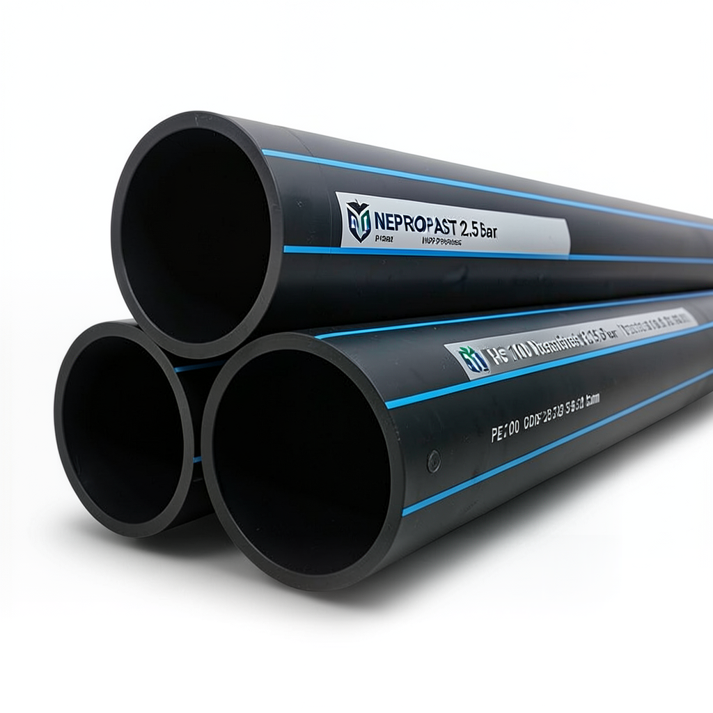 مواسير HDPE PE 100 ضغط 12.5 بار قطر خارجي 315 مم سمك 23.2 مم لون أسود | نيبروبلاست