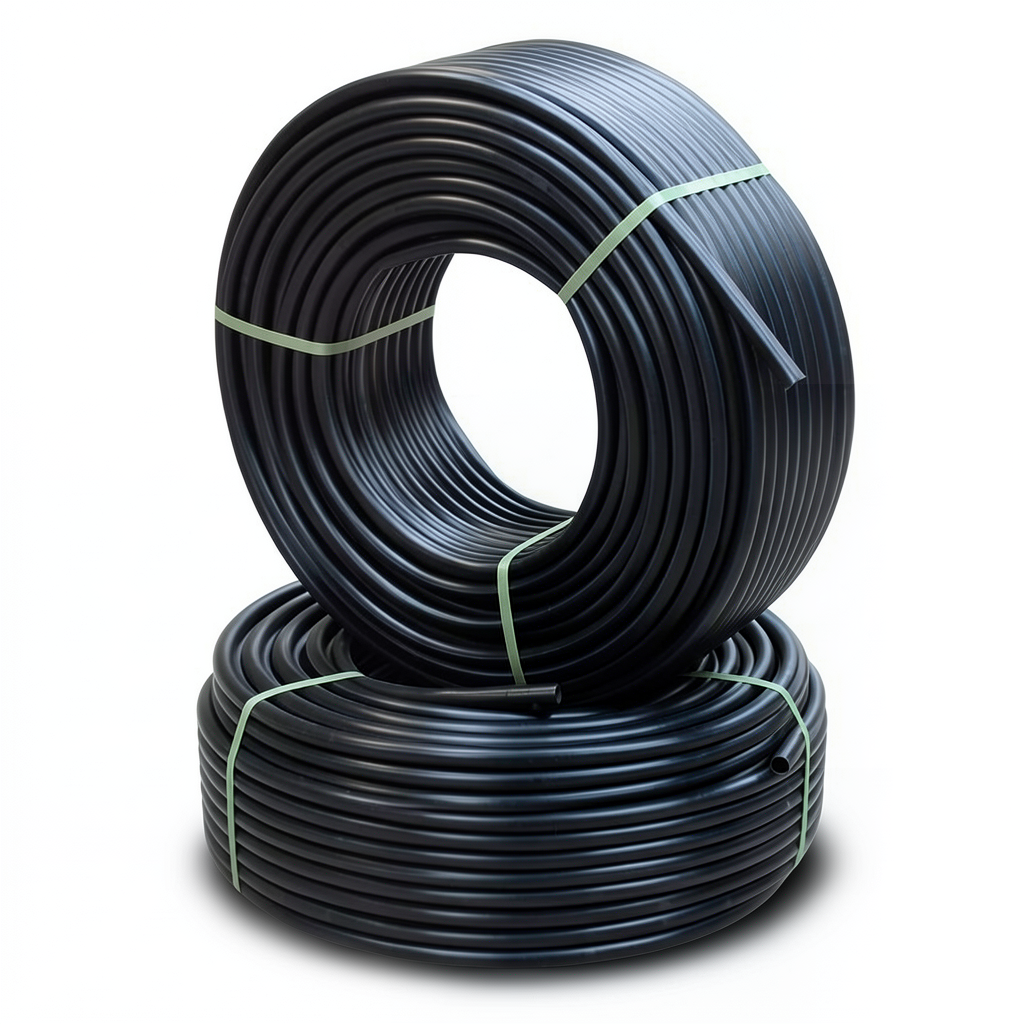 أنابيب HDPE ضغط 9.1 كجم قوة / سم² مقاس ½ إنش سمك 2.7 مم لون أسود