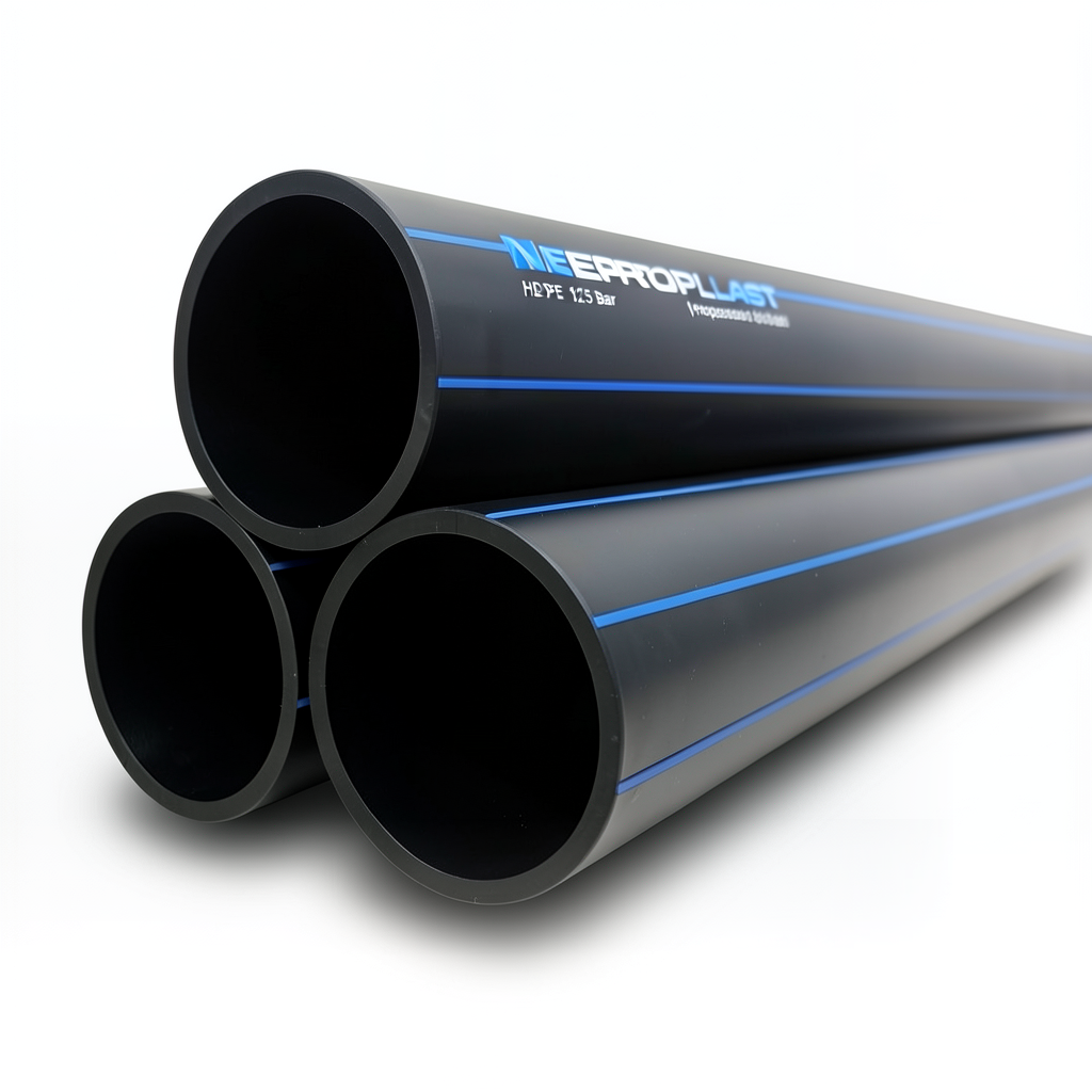 مواسير HDPE PE 100 ضغط 12.5 بار قطر خارجي 280 مم سمك 20.6 مم لون أسود | نيبروبلاست