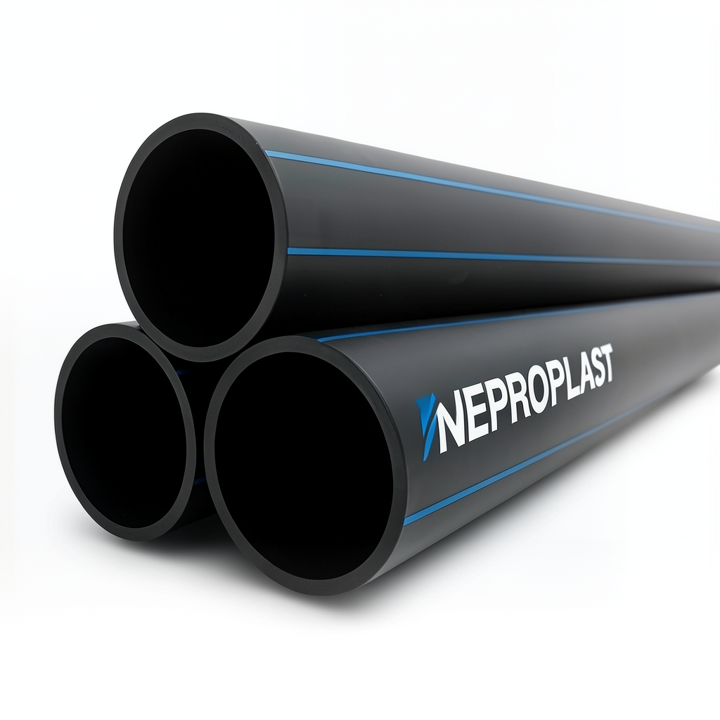 مواسير HDPE PE 100 ضغط 12.5 بار قطر خارجي 355 مم سمك 26.1 مم لون أسود | نيبروبلاست