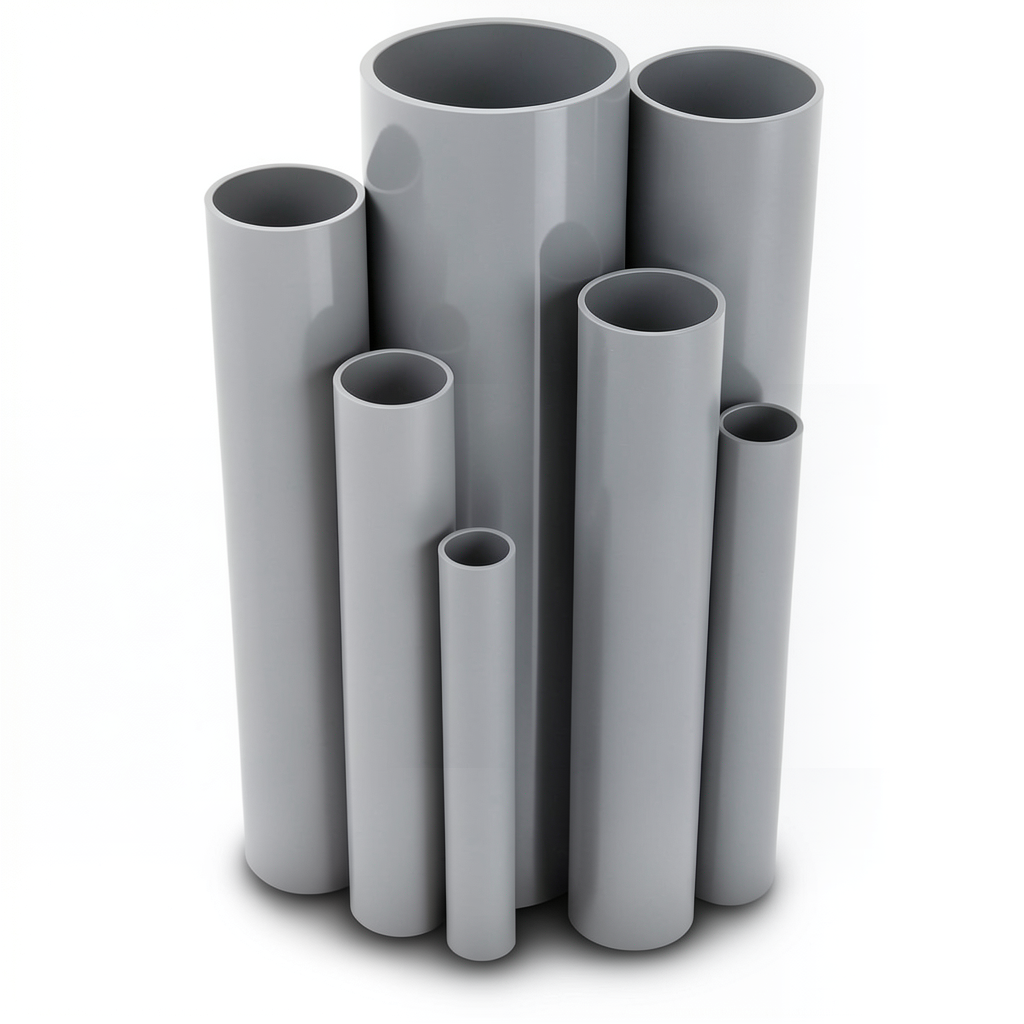 مواسير UPVC ضغط 21 بار قطر خارجي 60.2 مم سمك 5.5 مم لون رمادي
