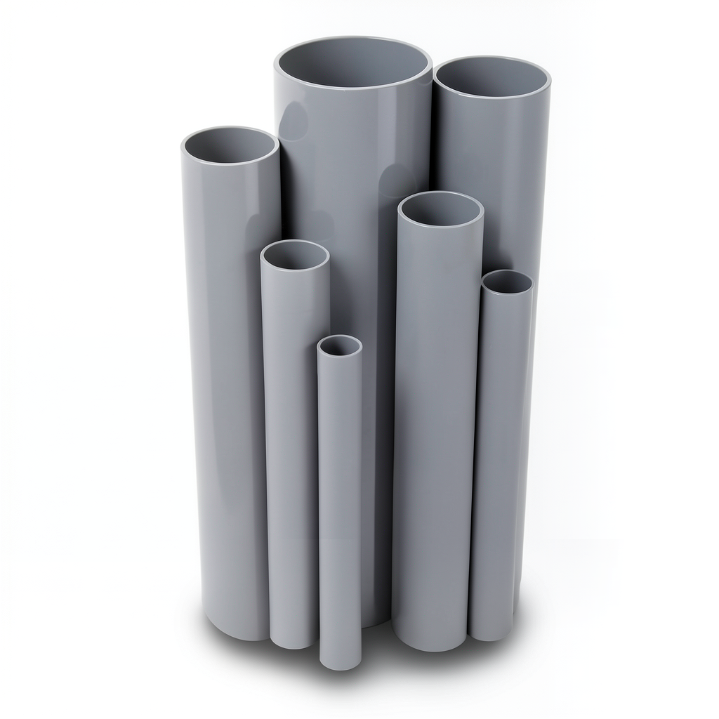 مواسير UPVC ضغط 6 بار قطر خارجي 50 مم سمك 1.8 مم لون رمادي