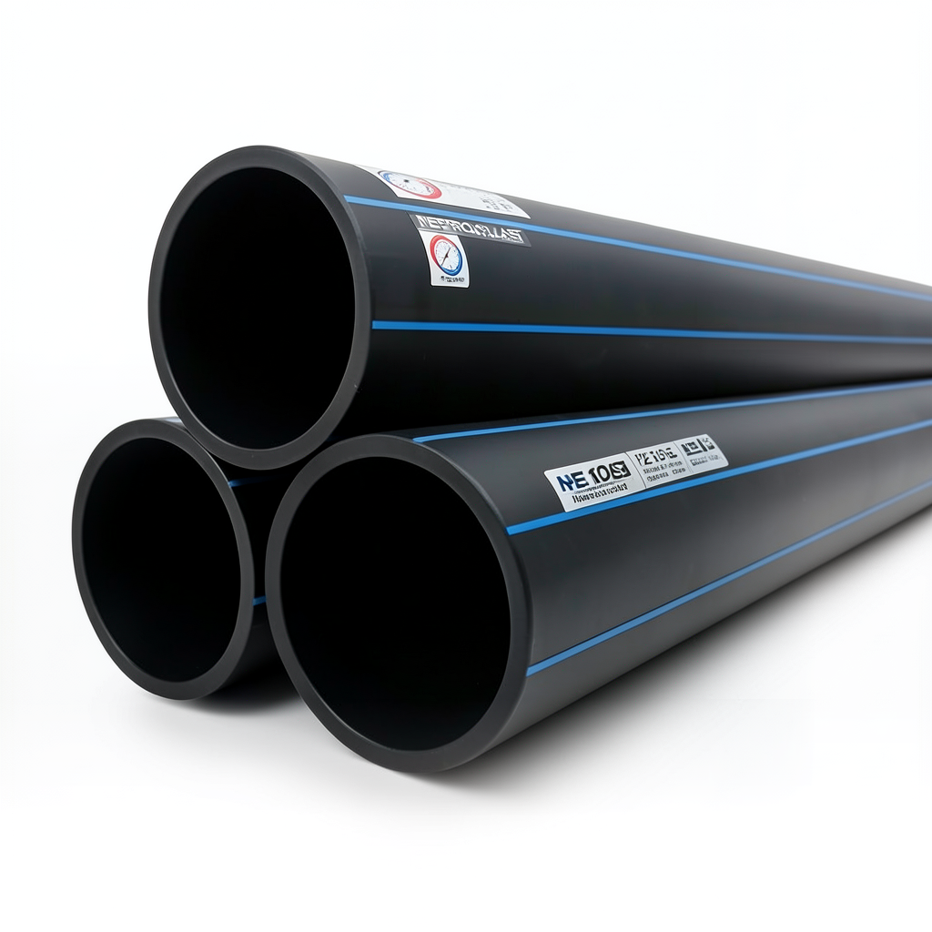مواسير HDPE PE 100 ضغط 12.5 بار قطر خارجي 630 مم سمك 46.3 مم لون أسود | نيبروبلاست