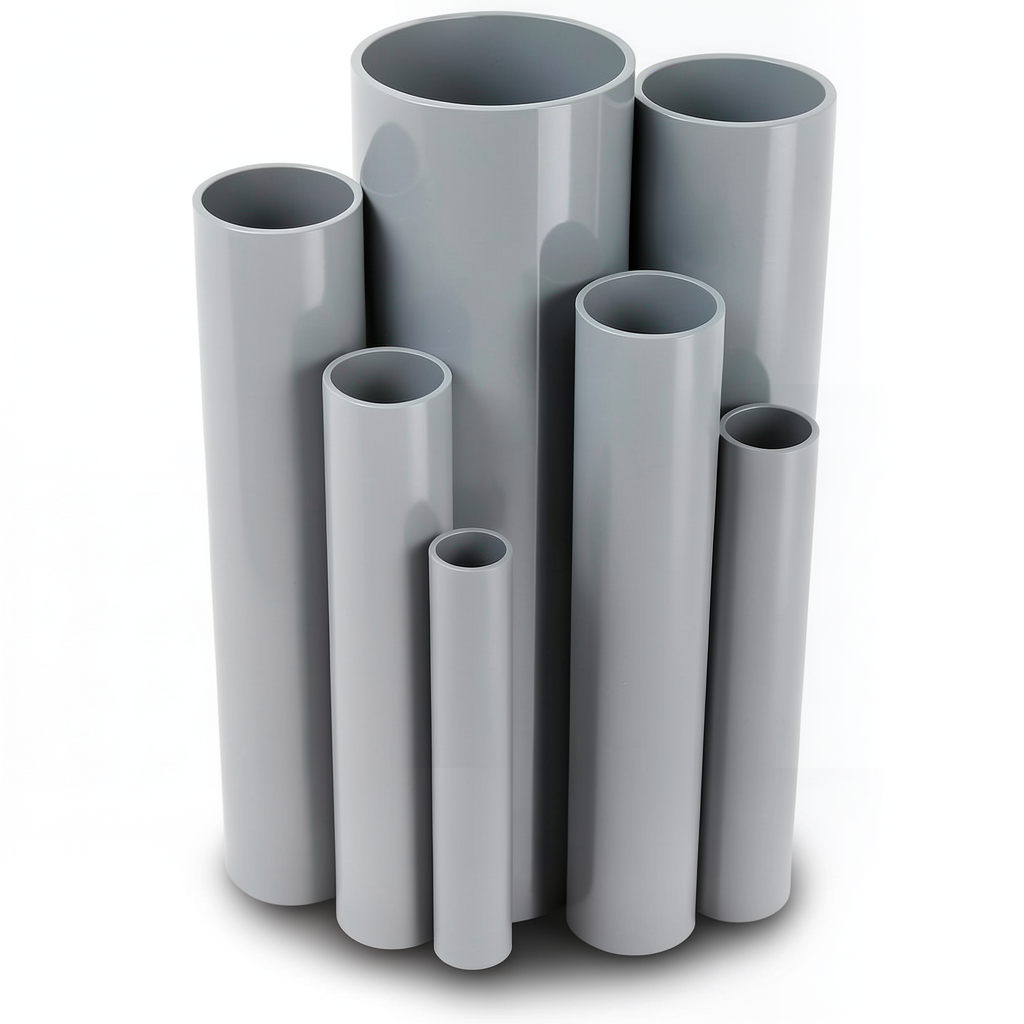 مواسير UPVC ضغط 21 بار قطر خارجي 60.2 مم سمك 5.5 مم لون رمادي