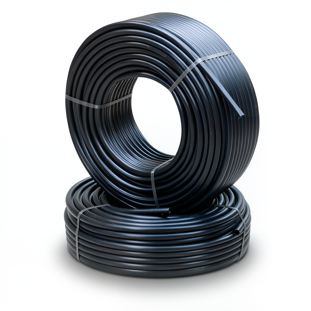 أنابيب HDPE ضغط 9.1 كجم قوة / سم² مقاس ½ إنش سمك 1.8 مم لون أسود
