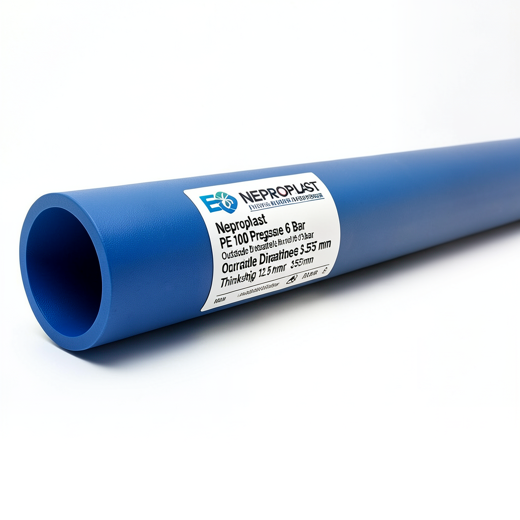 مواسير HDPE نيبروبلاست PE 100 ضغط 6 بار قطر خارجي 355 مم سمك 12.9 مم أزرق | نيبروبلاست