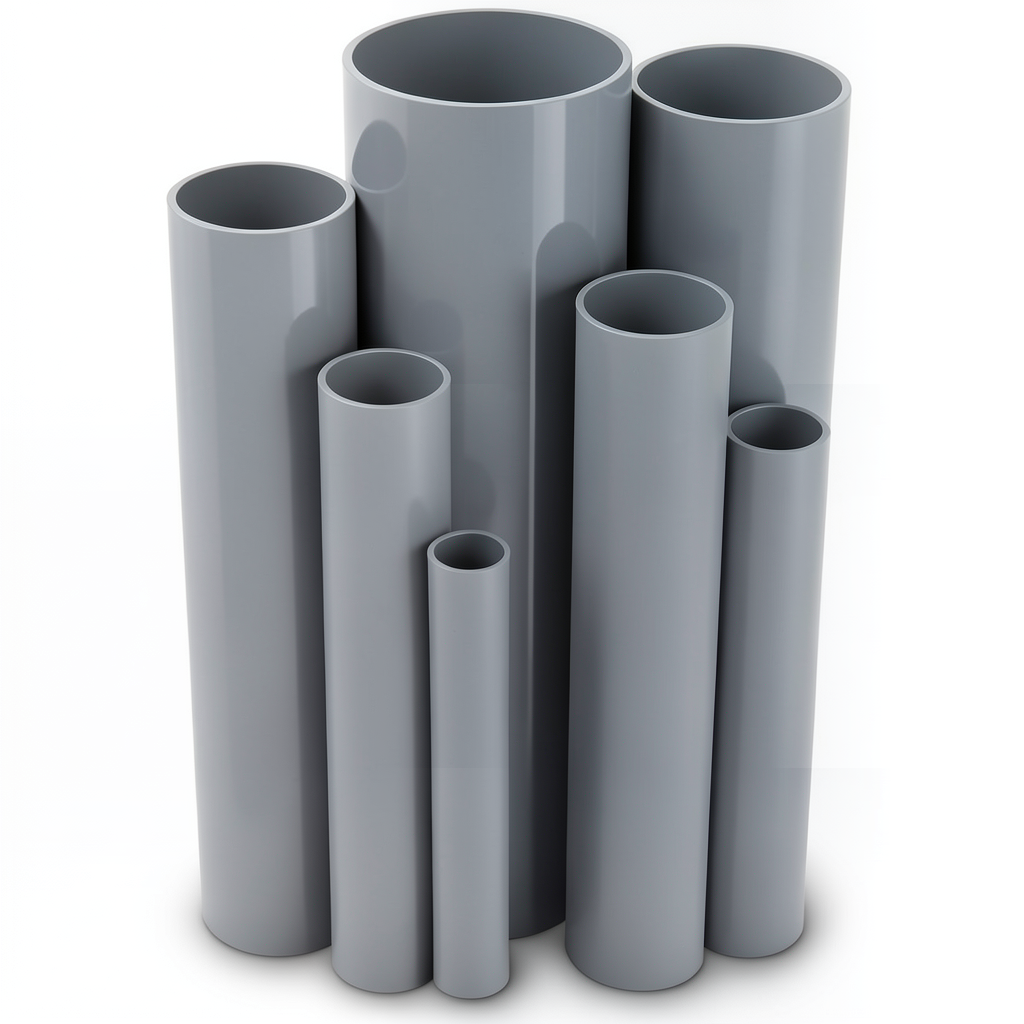 مواسير UPVC ضغط 25 بار قطر خارجي 48.4 مم سمك 5.9 مم لون رمادي