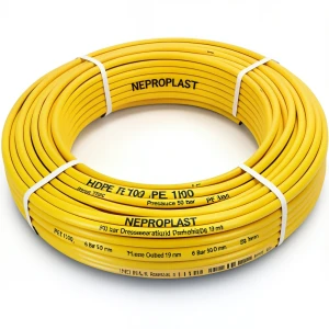 أنابيب HDPE PE 100 ضغط 6 بار قطر خارجي 50 مم سمك 1.9 مم لون أصفر | نيبروبلاست