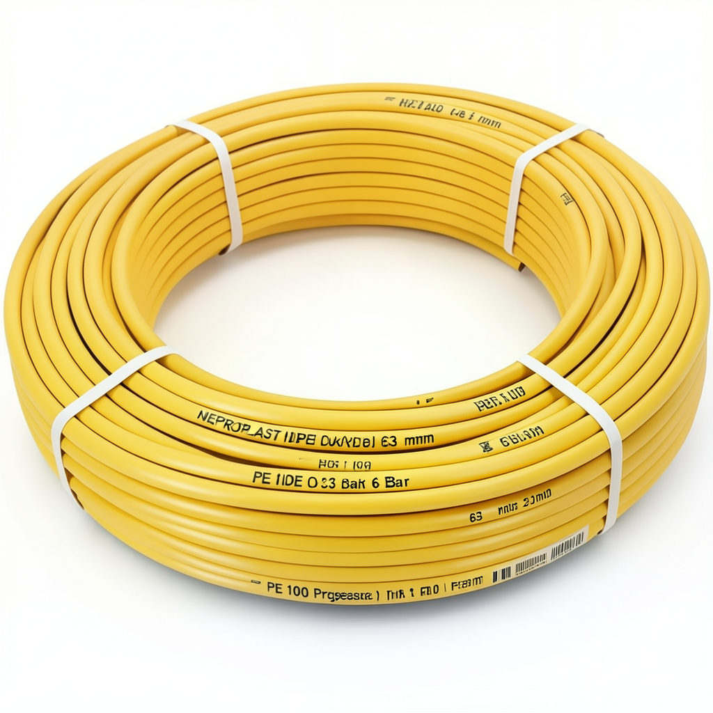 HDPE Pipes PE 100 Pressure 6 Bar Outside Diameter 63 mm Thickness 2.3 mm Yellow | NEPROPLAST