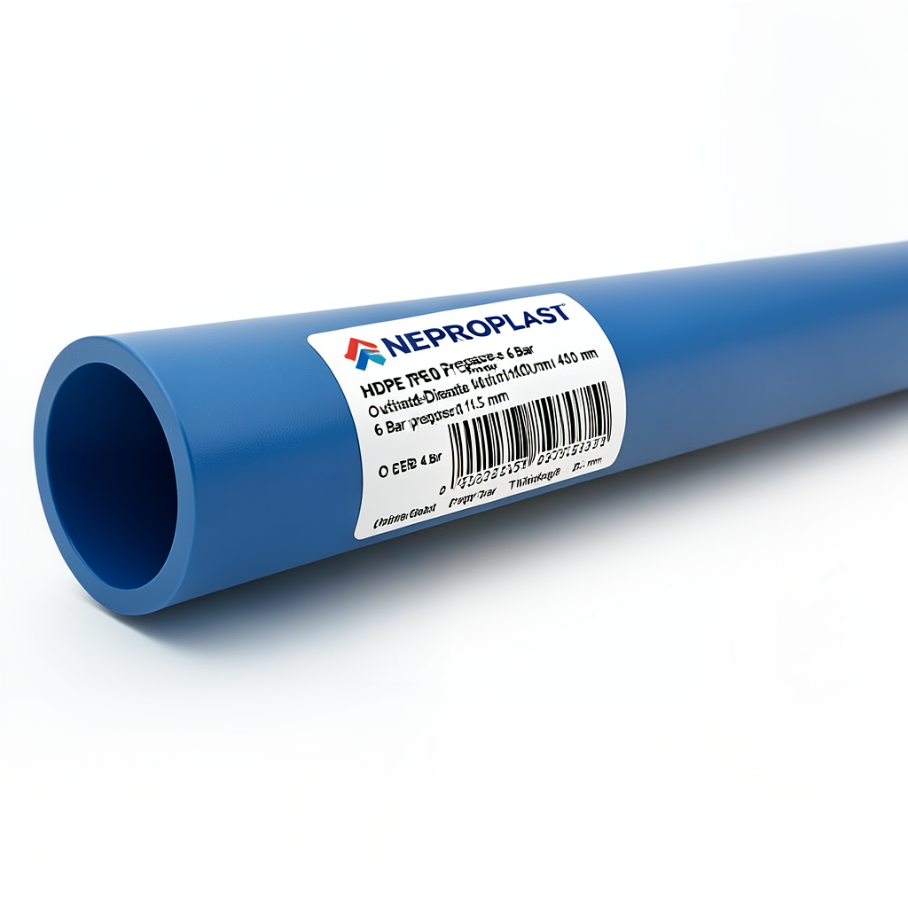 مواسير HDPE PE 100 ضغط 6 بار قطر خارجي 400 مم سمك 14.5 مم لون أزرق | نيبروبلاست