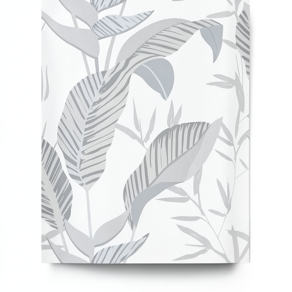 German Wall Covering Leaf-Patterned Design 10×0.53 m, Grey Color