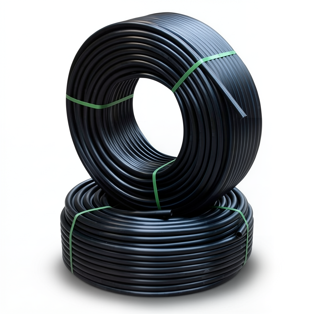أنابيب HDPE ضغط 12.2 كجم قوة / سم² مقاس ½ 1 إنش سمك 5.3 مم أسود