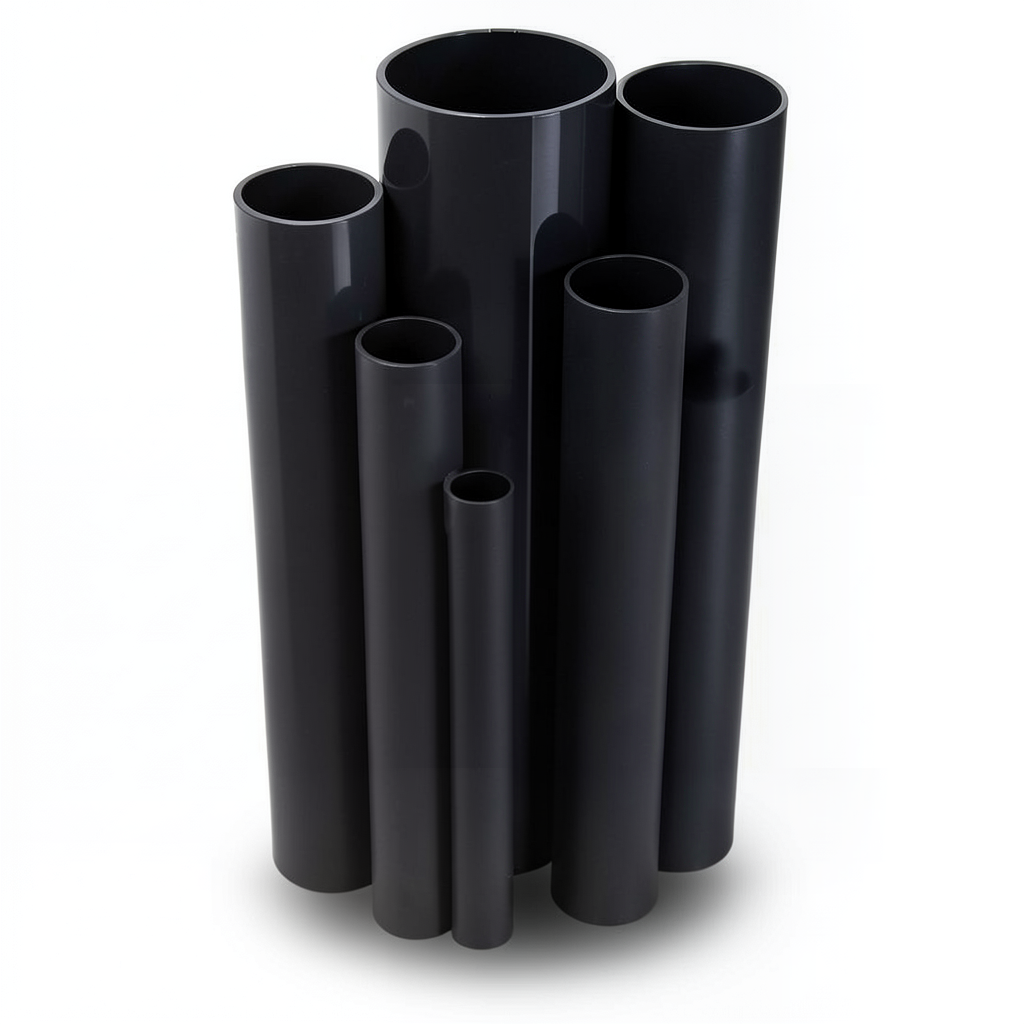 مواسير UPVC ضغط 6 بار قطر خارجي 50 مم سمك 1.8 مم لون أسود