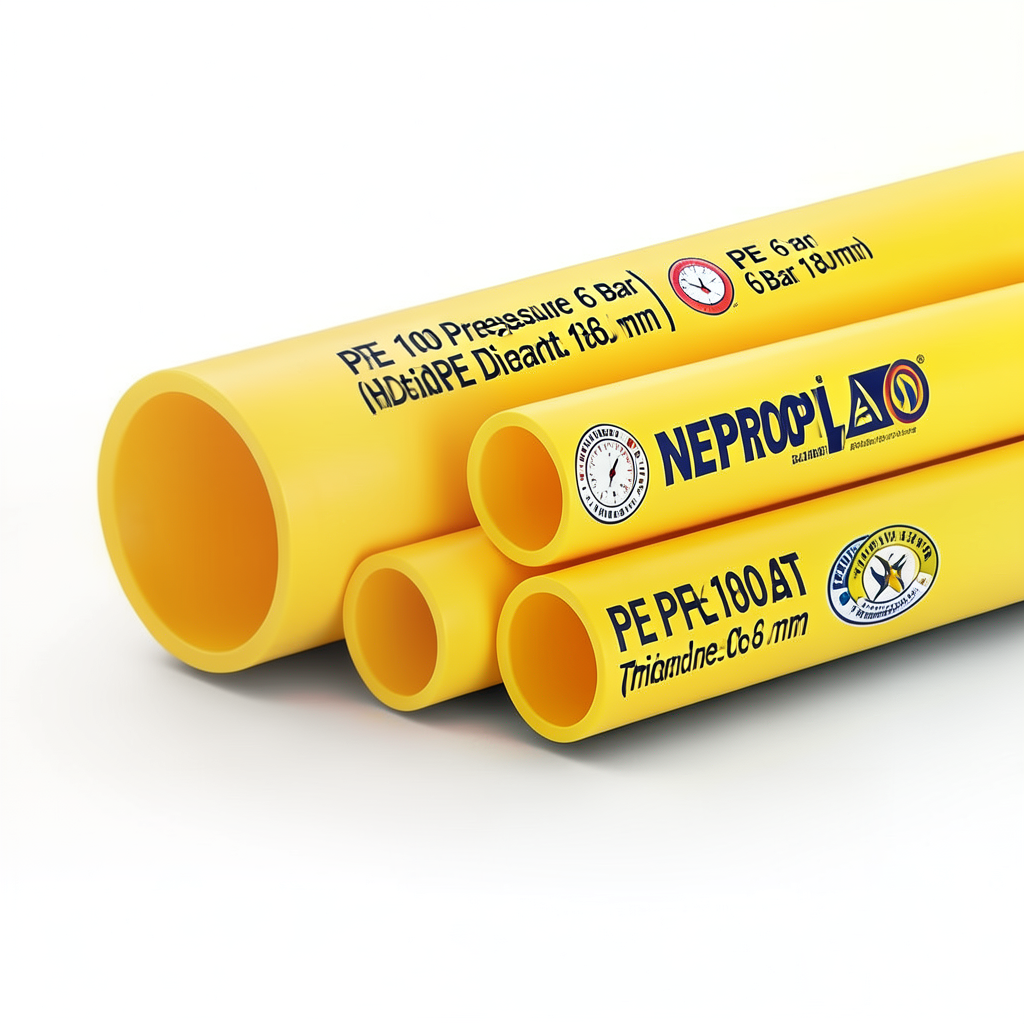 مواسير HDPE PE 100 ضغط 6 بار قطر خارجي 180 مم سمك 6.6 مم لون أصفر | نيبروبلاست
