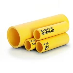 مواسير HDPE PE 100 ضغط 6 بار قطر خارجي 140 مم سمك 5.1 مم لون أصفر | نيبروبلاست