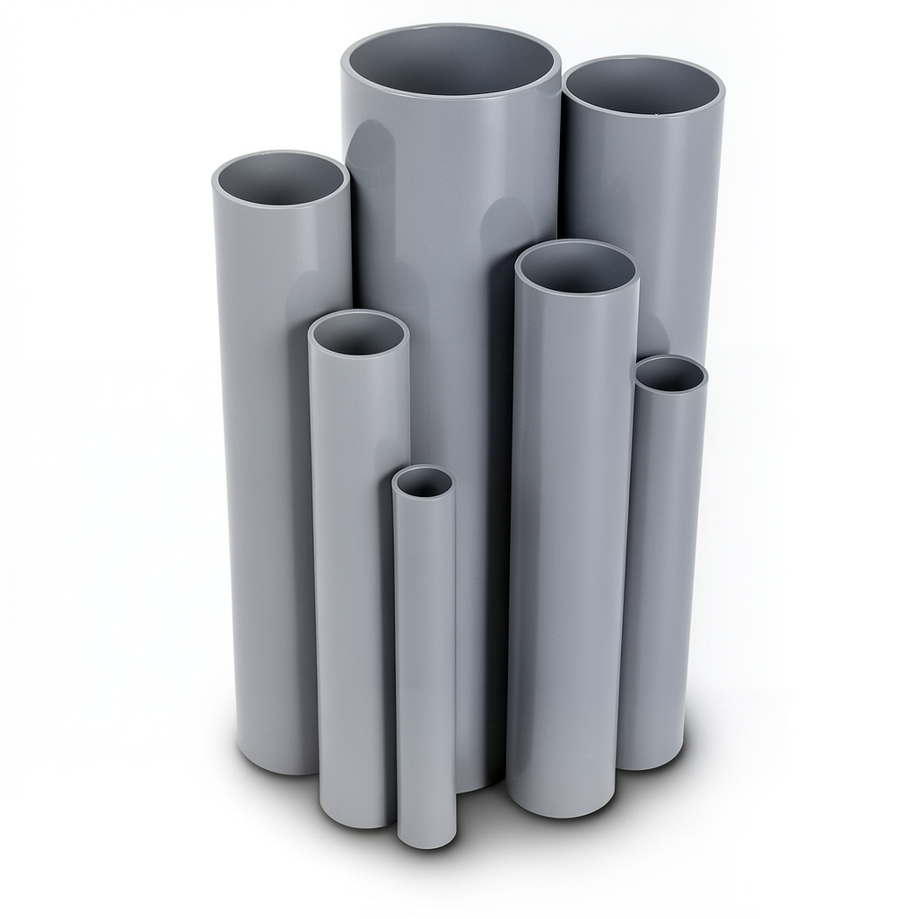 مواسير UPVC قطر خارجي 200 مم سمك 5.9 مم لون رمادي