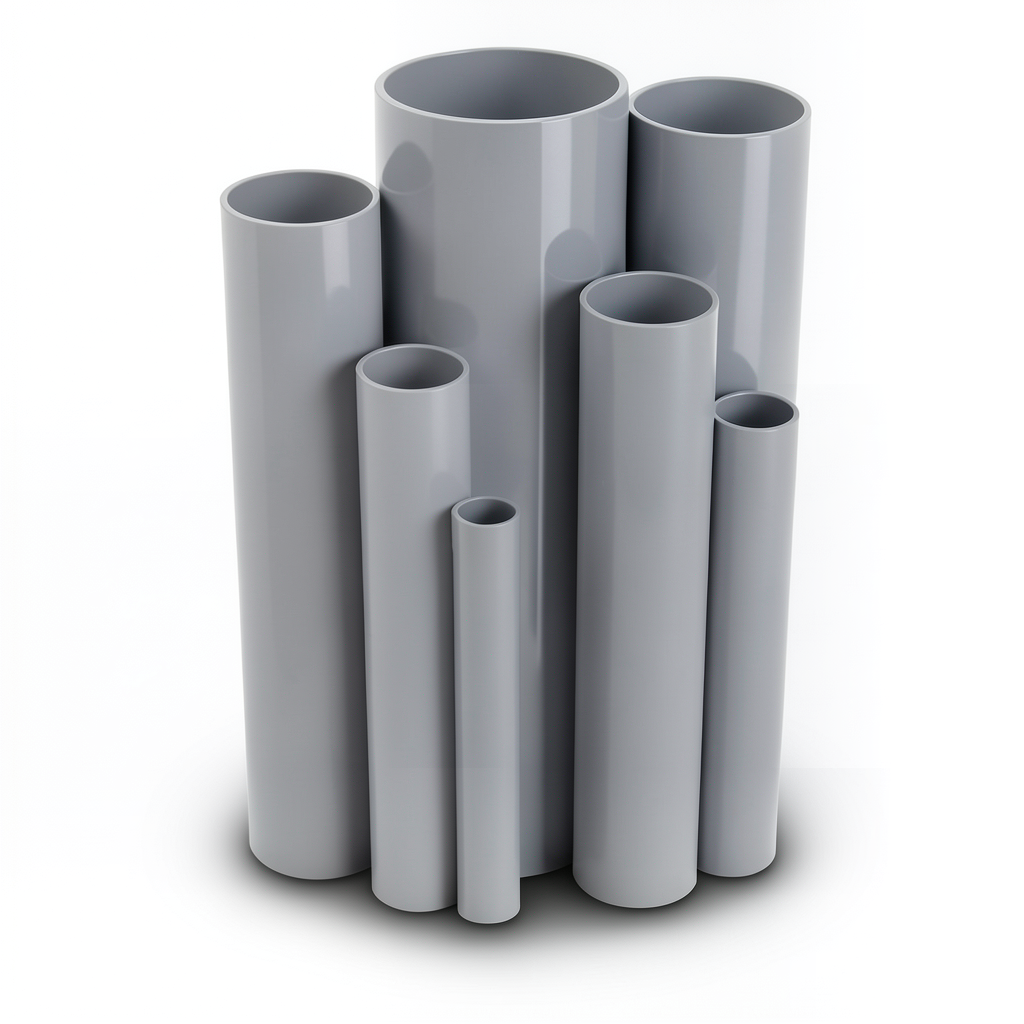 مواسير UPVC قطر خارجي 200 مم سمك 5.9 مم لون رمادي