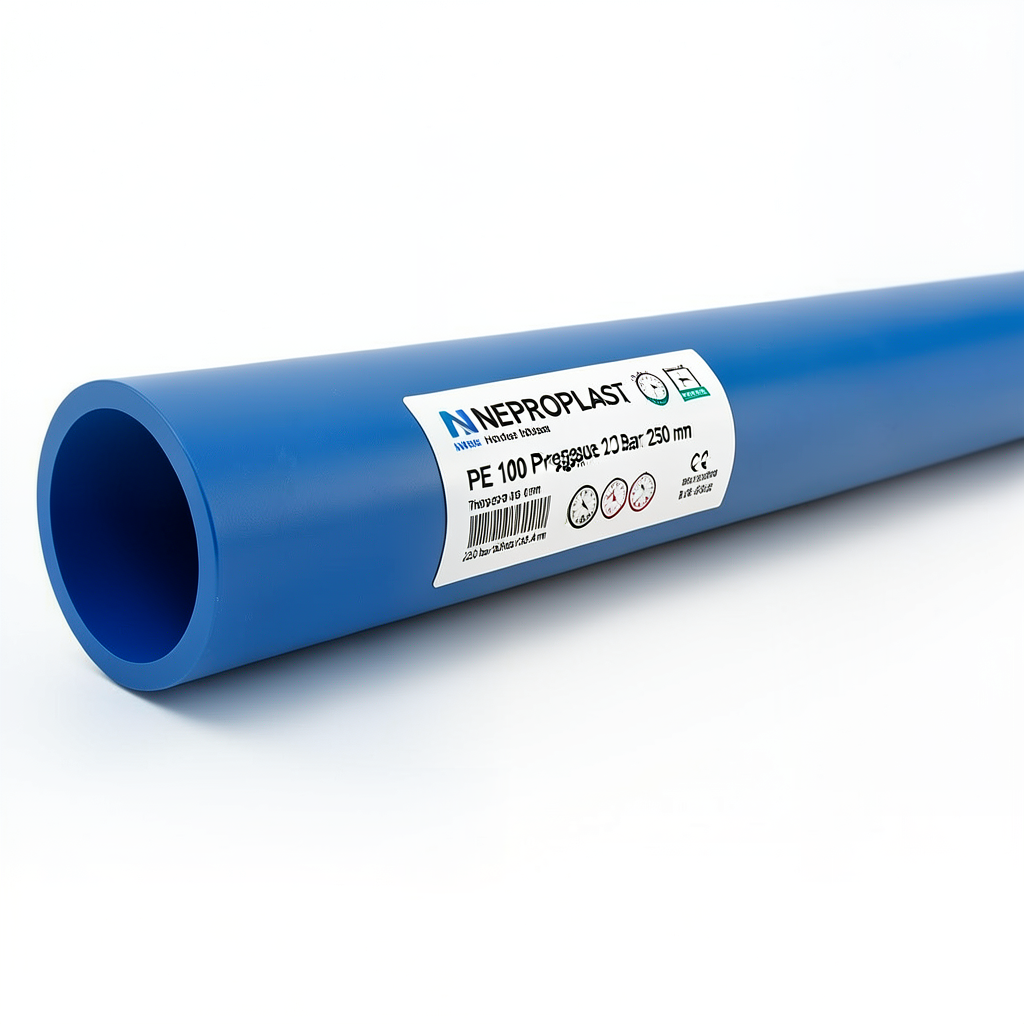 مواسير HDPE PE 100 ضغط 12.5 بار قطر خارجي 250 مم سمك 18.4 مم أزرق | نيبروبلاست