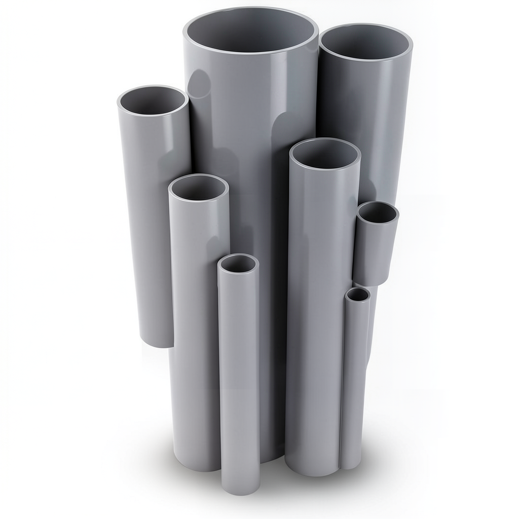 UPVC Pipes Nominal Pressure 9 Bar Outside Diameter 88.7 mm Thickness 3.5 mm Gray