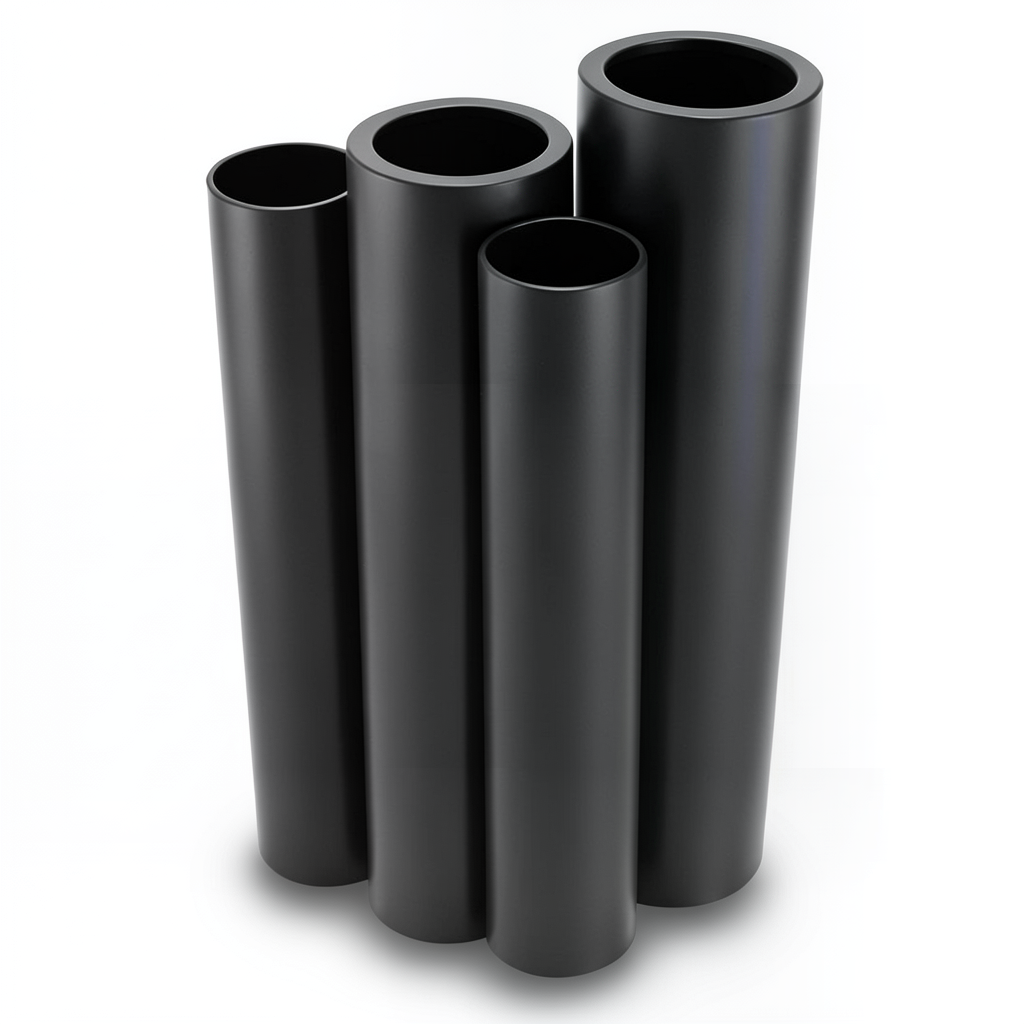 مواسير HDPE قطر خارجي 200 مم سمك 7.7 مم لون أسود