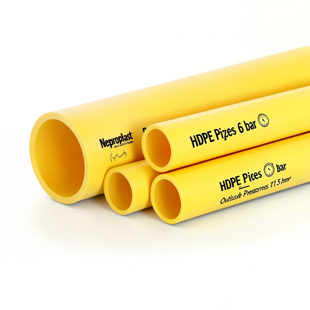 مواسير HDPE نيبروبلاست PE 100 ضغط 6 بار قطر خارجي 315 مم سمك 11.5 مم لون أصفر | نيبروبلاست