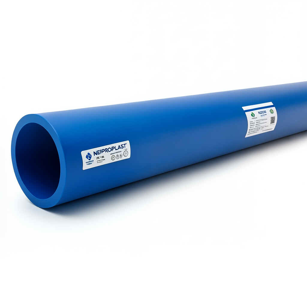 مواسير HDPE PE 100 ضغط 12.5 بار قطر خارجي 200 مم سمك 14.7 مم أزرق | نيبروبلاست