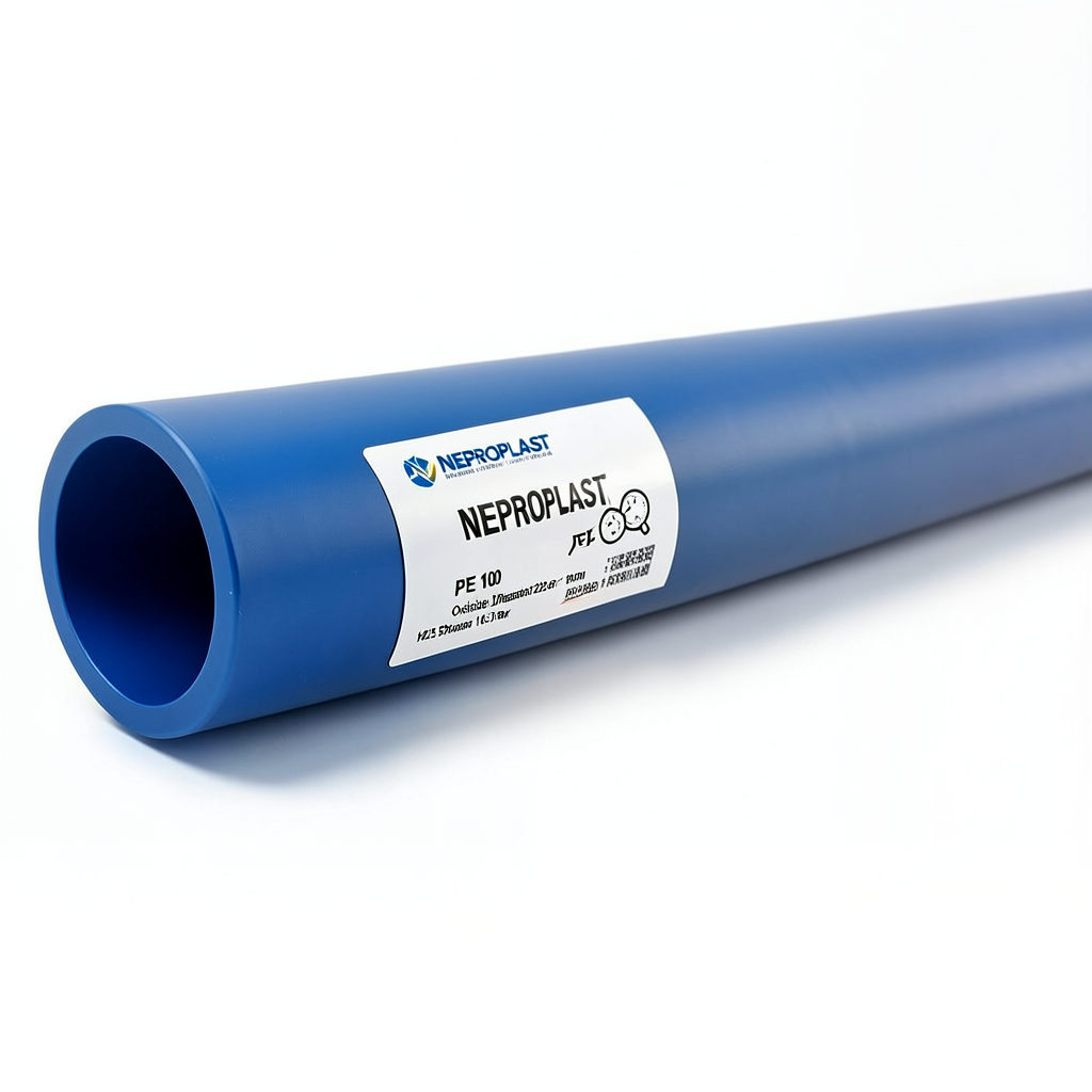 HDPE Pipes PE 100 Pressure 12.5 Bar Outside Diameter 225 mm Thickness 16.6 mm Blue | NEPROPLAST