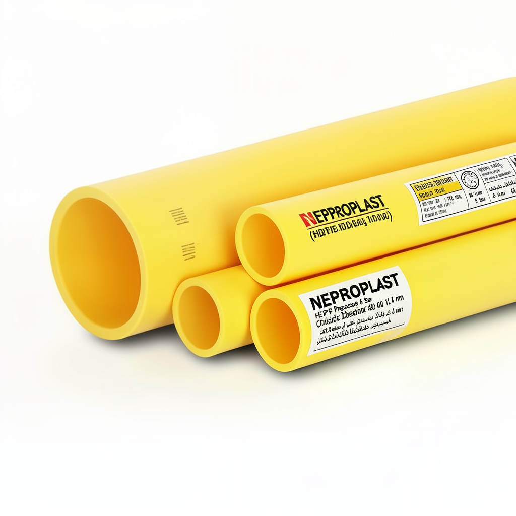 مواسير HDPE PE 100 ضغط 6 بار قطر خارجي 450 مم سمك 16.4 مم لون أصفر | نيبروبلاست