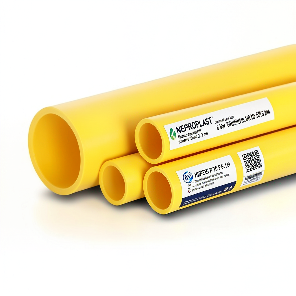 مواسير HDPE PE 100 ضغط 6 بار قطر خارجي 560 مم سمك 20.3 مم لون أصفر | نيبروبلاست