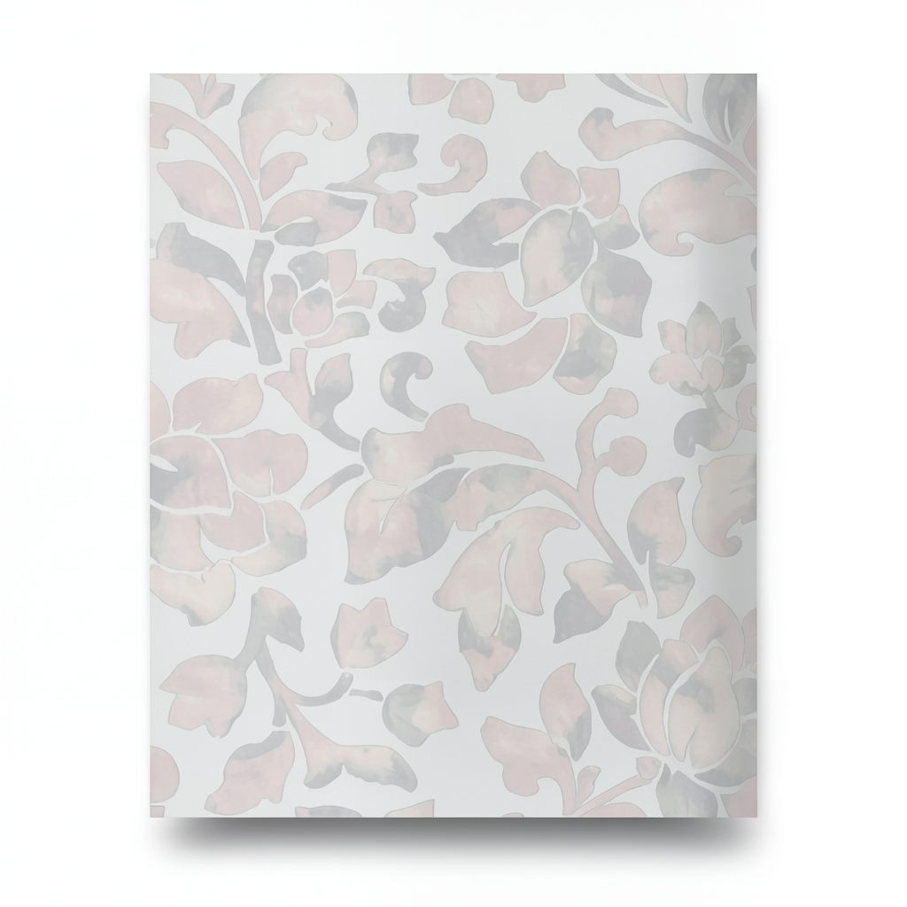 Italian Wall Decoration Floral Wallpaper 10m x 0.53m Pale Grey