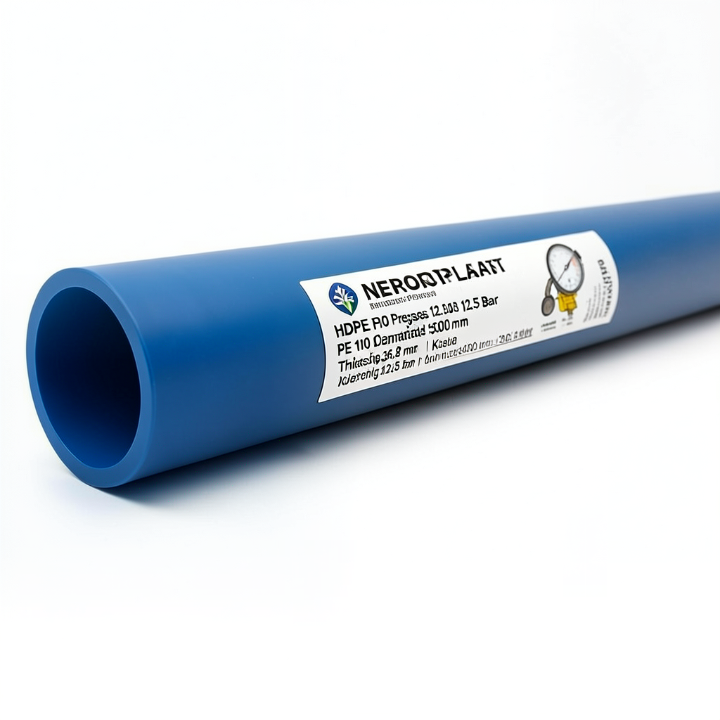 مواسير HDPE بولي إيثيلين عالي الكثافة PE 100 ضغط 12.5 بار قطر خارجي 500 مم سمك 36.8 مم أزرق | نيبروبلاست