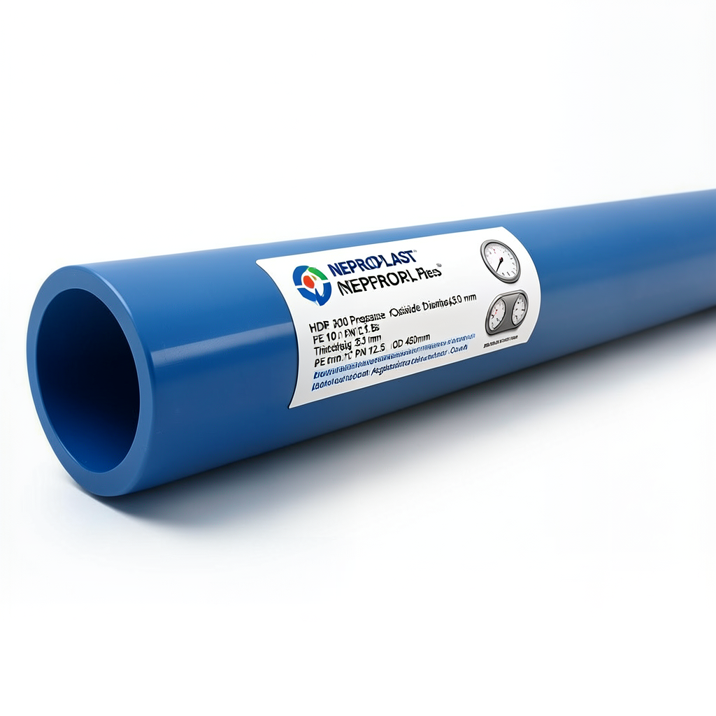مواسير HDPE PE 100 ضغط 12.5 بار قطر خارجي 450 مم سمك 33.1 مم لون أزرق | نيبروبلاست