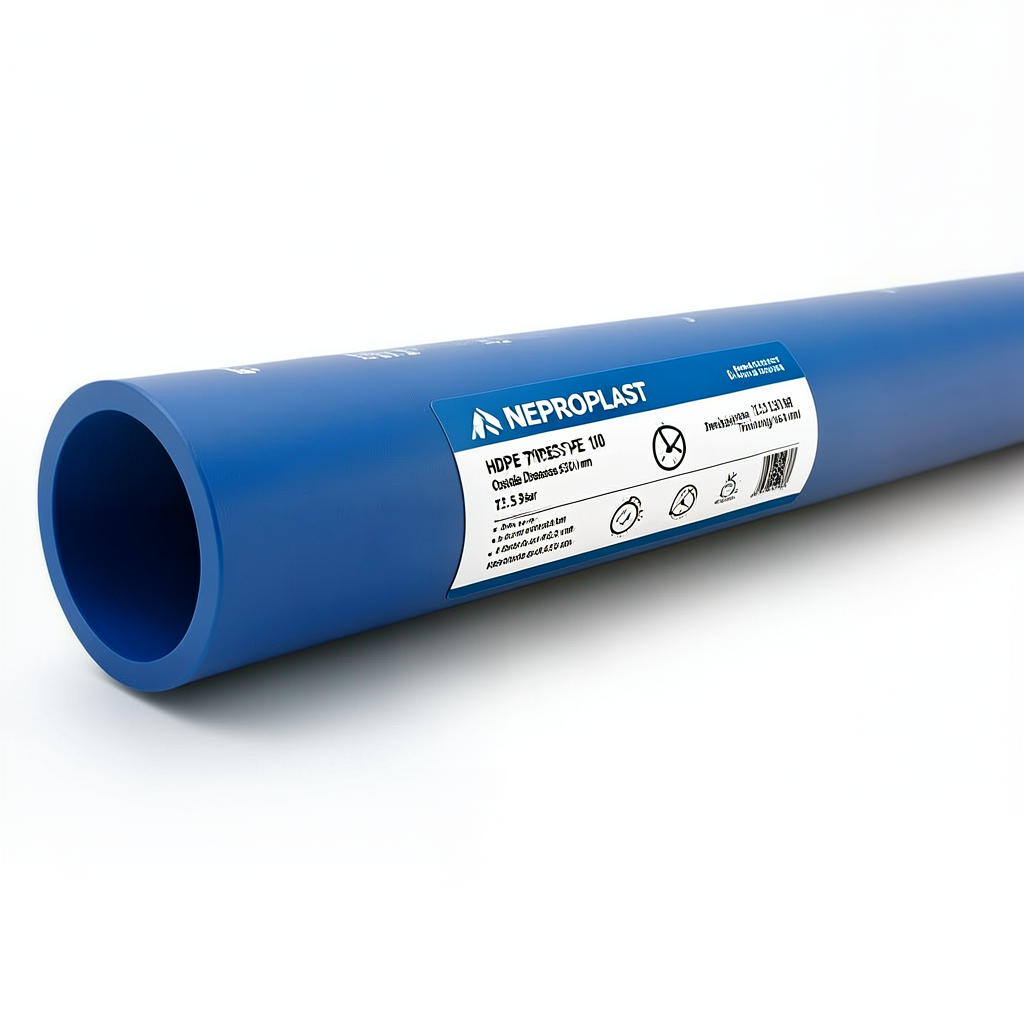 HDPE Pipes PE 100 Pressure 12.5 Bar Outside Diameter 630 mm Thickness 46.3 mm Blue | NEPROPLAST