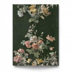Floral wallpaper, length 10 m, width 0.70 m, dark green color, model 13017