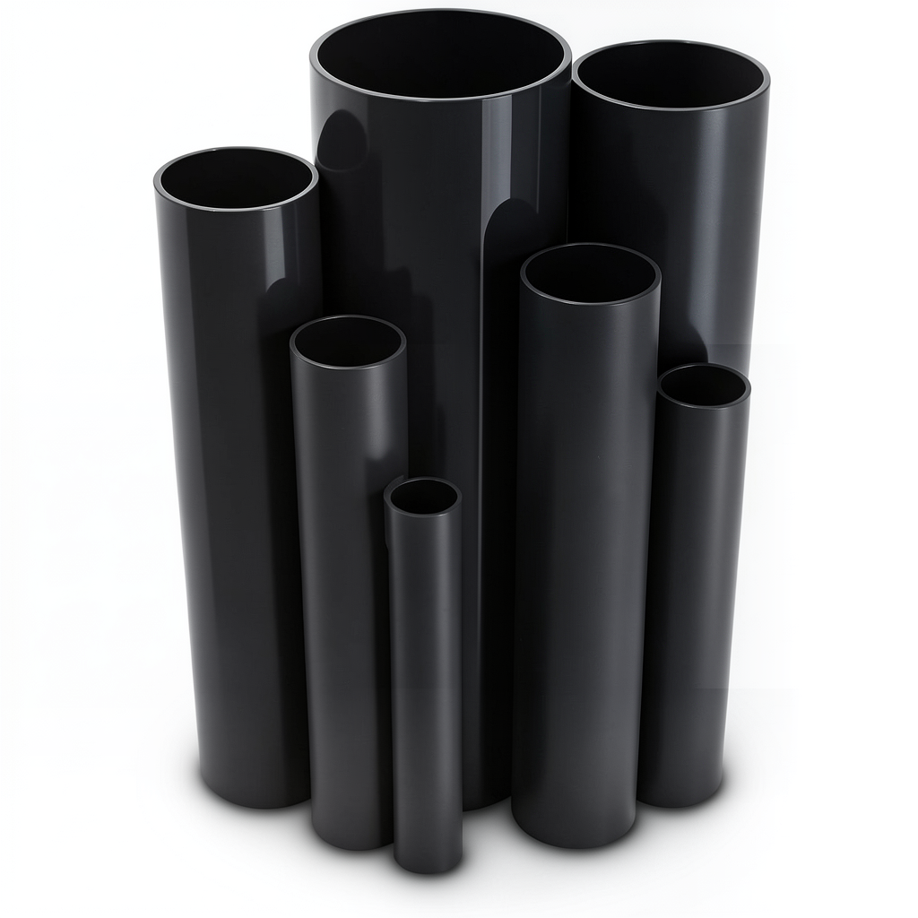 مواسير UPVC ضغط 12 بار قطر خارجي 88.7 مم سمك 4.6 مم لون اسود