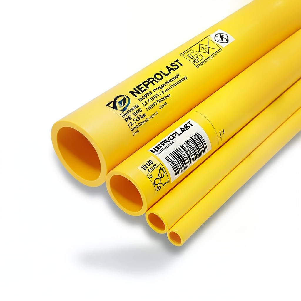 أنابيب HDPE PE 100 ضغط 12.5 بار قطر 160 مم سمك 11.8 مم لون أصفر | نيبروبلاست