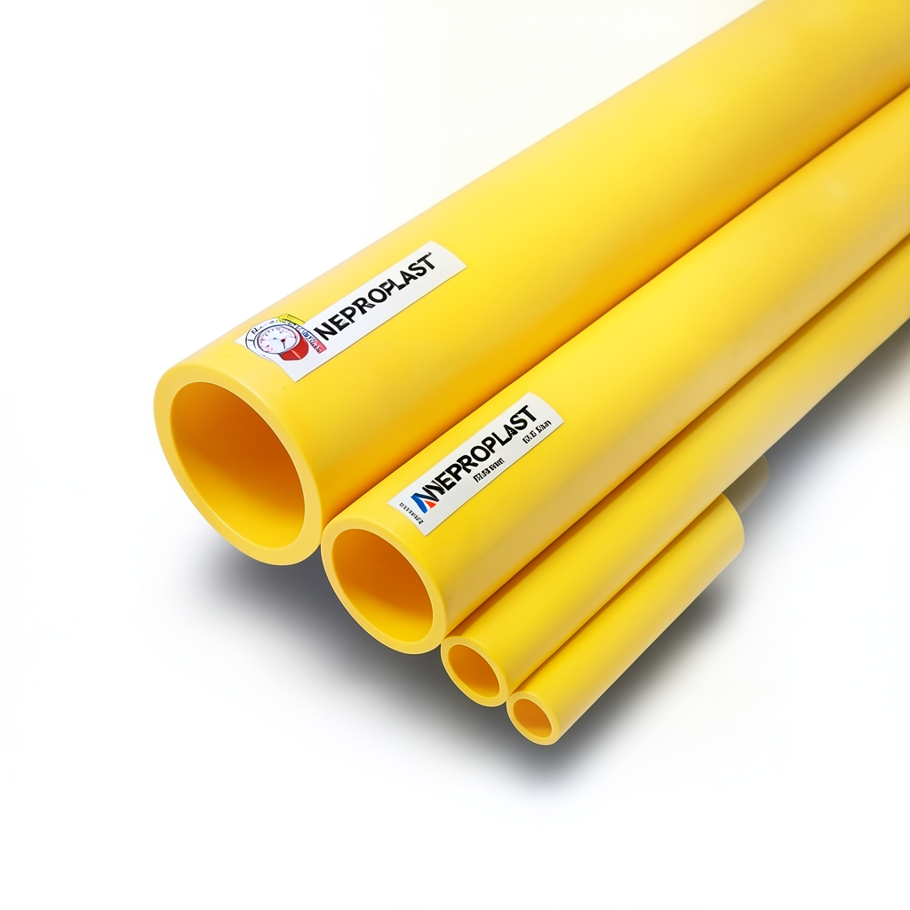 أنابيب HDPE PE 100 ضغط 12.5 بار قطر خارجي 500 مم سمك 36.8 مم لون أصفر | نيبروبلاست