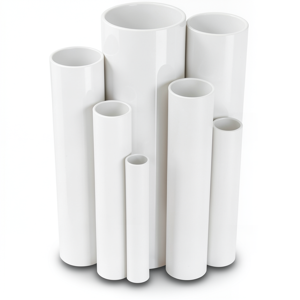 مواسير UPVC ضغط اسمي 10 بار قطر خارجي 90 مم سمك 4.3 مم لون أبيض