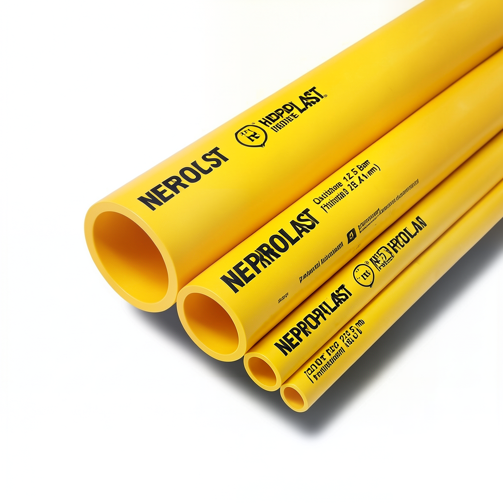 أنابيب HDPE PE 100 ضغط 12.5 بار قطر خارجي 250 مم سمك 18.4 مم أصفر | نيبروبلاست