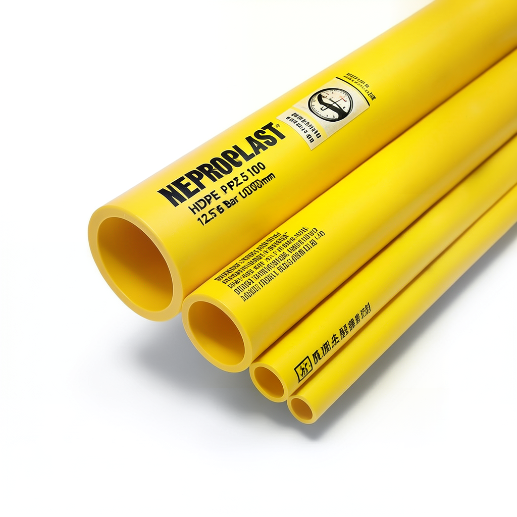 أنابيب HDPE PE 100 ضغط 12.5 بار قطر خارجي 500 مم سمك 36.8 مم لون أصفر | نيبروبلاست