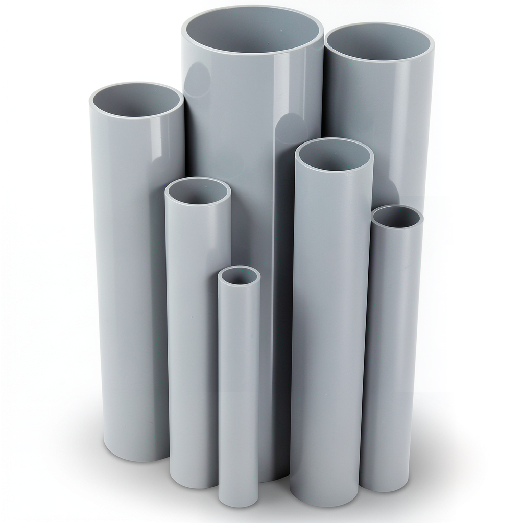 مواسير UPVC جدول 40 مقاس 1 إنش سمك 3.38 مم لون رمادي