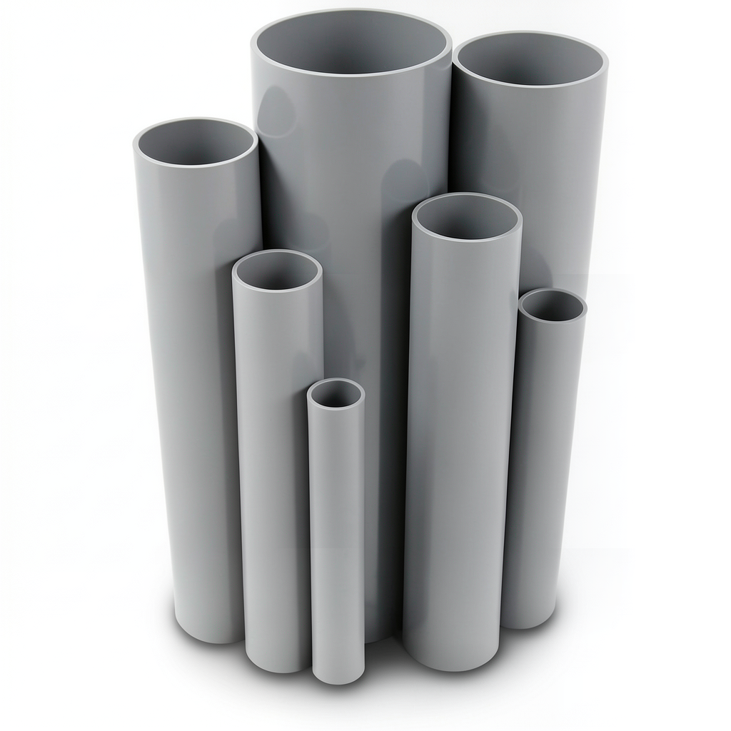 مواسير UPVC مقاس ½ 2 إنش سمك 2.79 مم لون رمادي