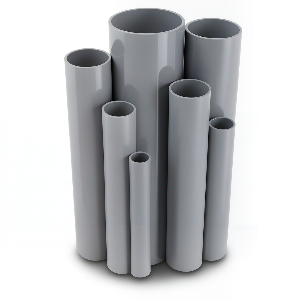 مواسير UPVC ضغط 2.5 بار قطر خارجي 125 مم سمك 1.8 مم لون رمادي