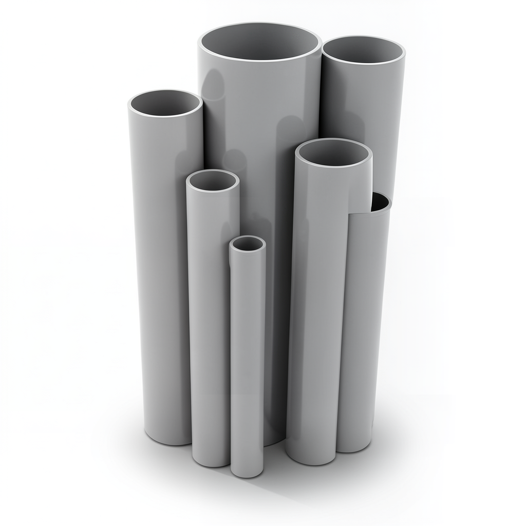 مواسير UPVC جدول 40 مقاس ½ 1 إنش سمك 3.68 مم لون رمادي