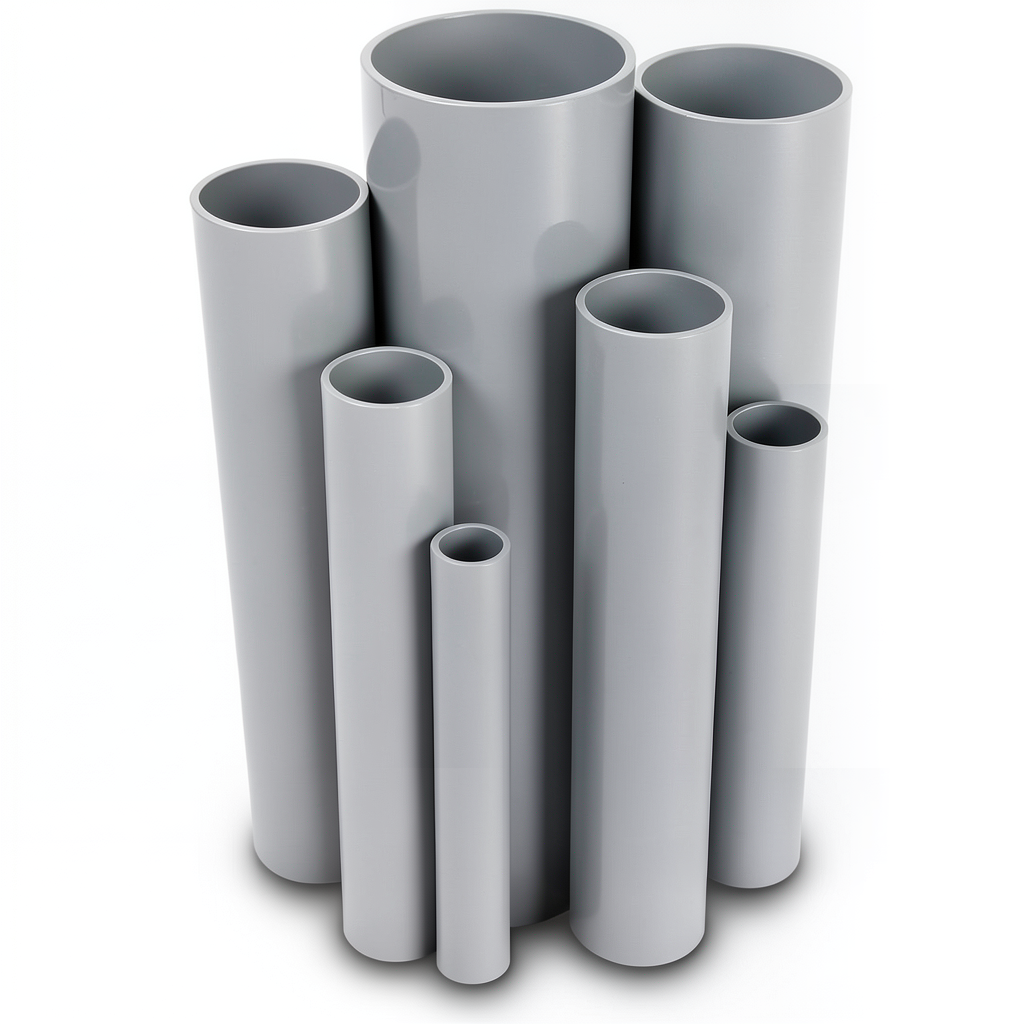 مواسير UPVC جدول 40 مقاس 5 إنش سمك 6.22 مم لون رمادي